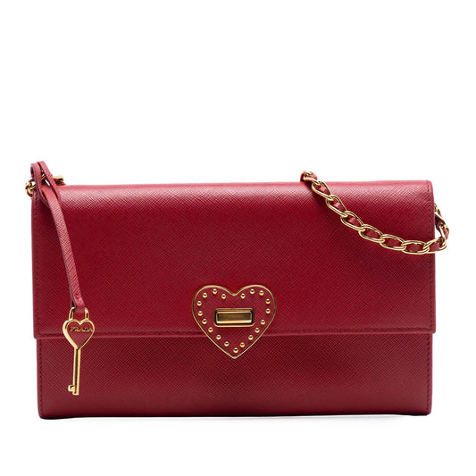 Prada Saffiano Heart Wallet On Chain
