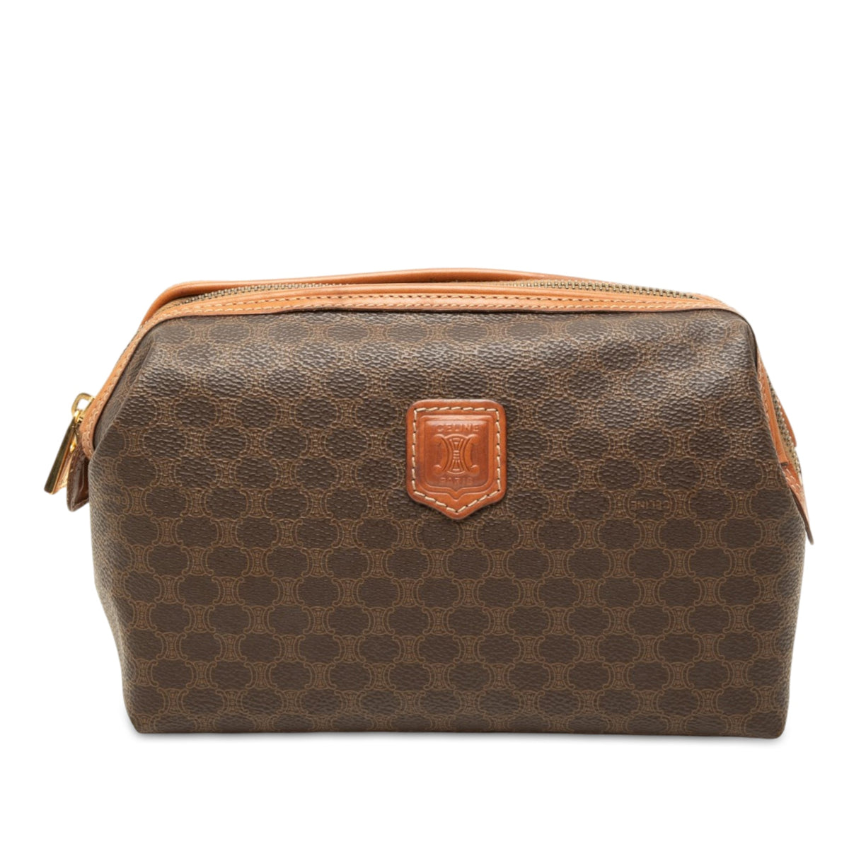 Celine Macadam Coated Canvas Clutch — Brown
