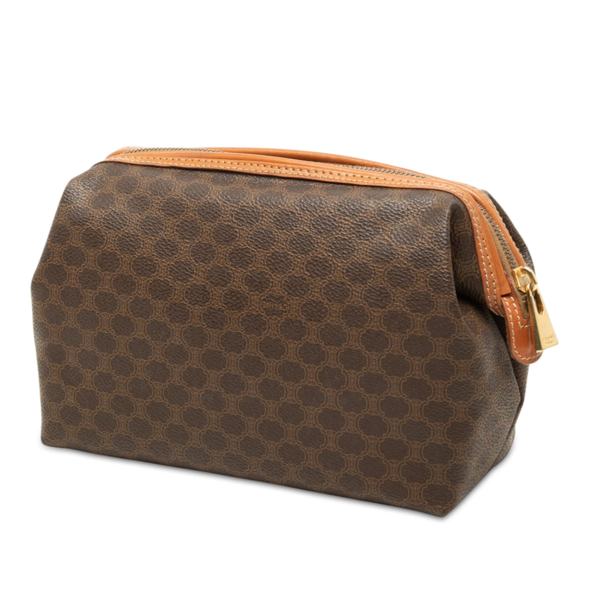 Celine Macadam Coated Canvas Clutch — Brown