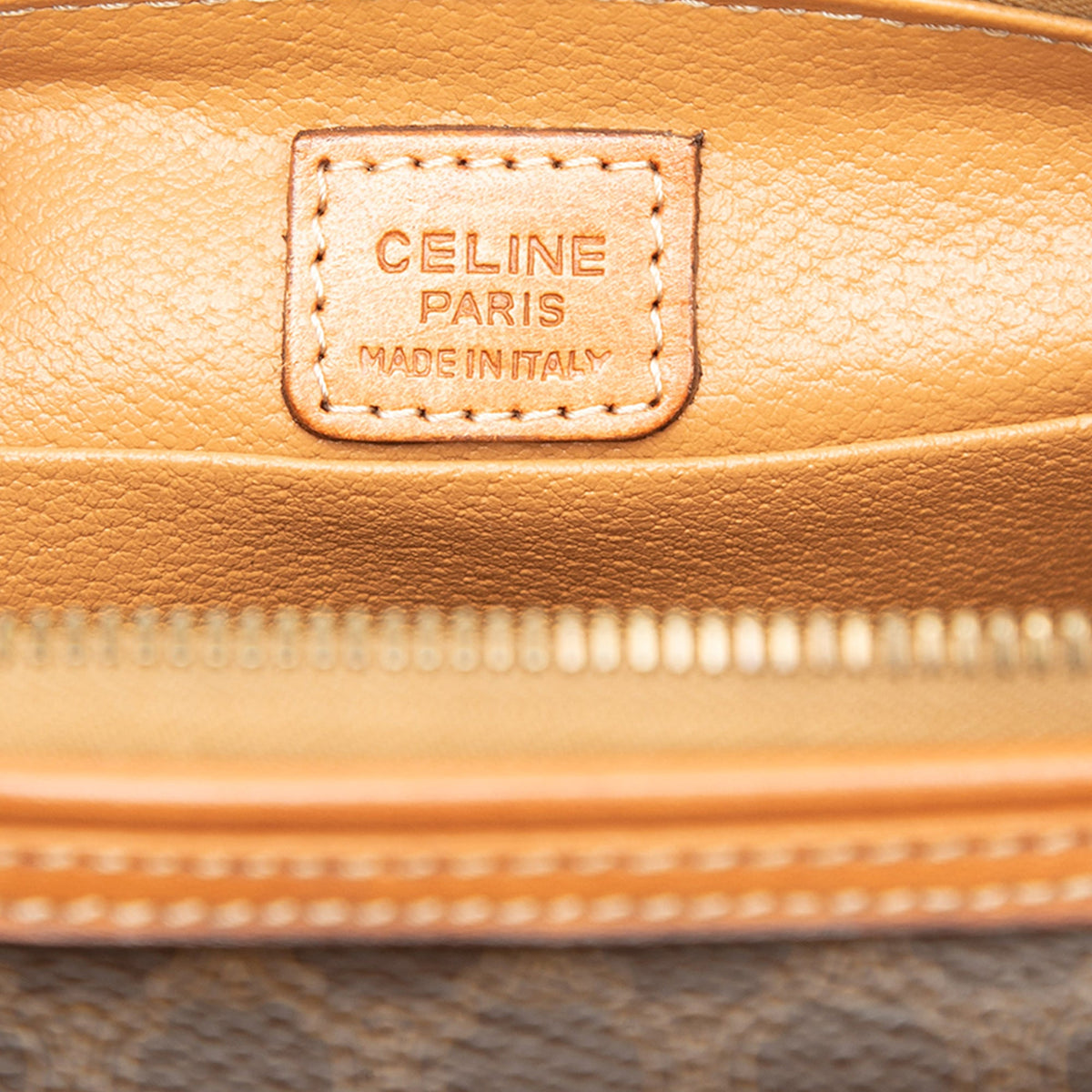 Celine Macadam Coated Canvas Clutch — Brown