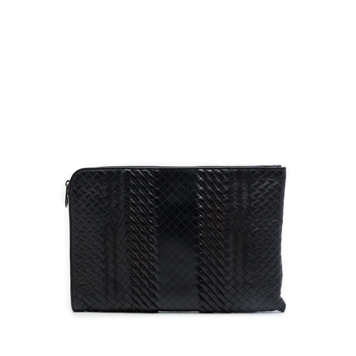 Bottega Veneta Nappa Intreccio Imperatore Zip Clutch — Black