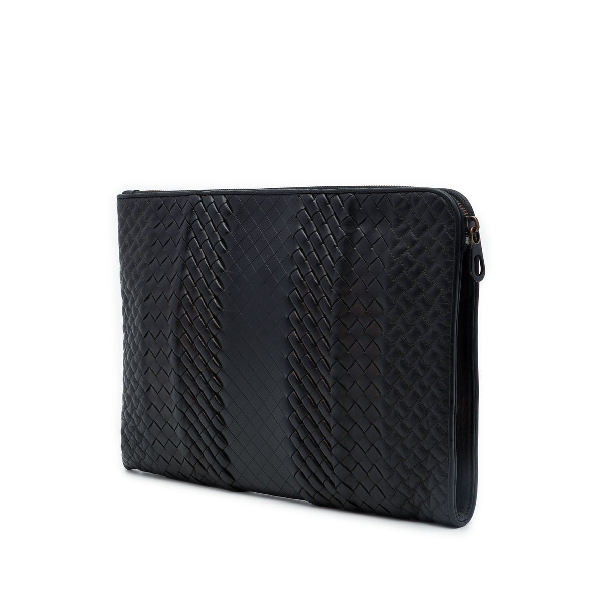 Bottega Veneta Nappa Intreccio Imperatore Zip Clutch — Black