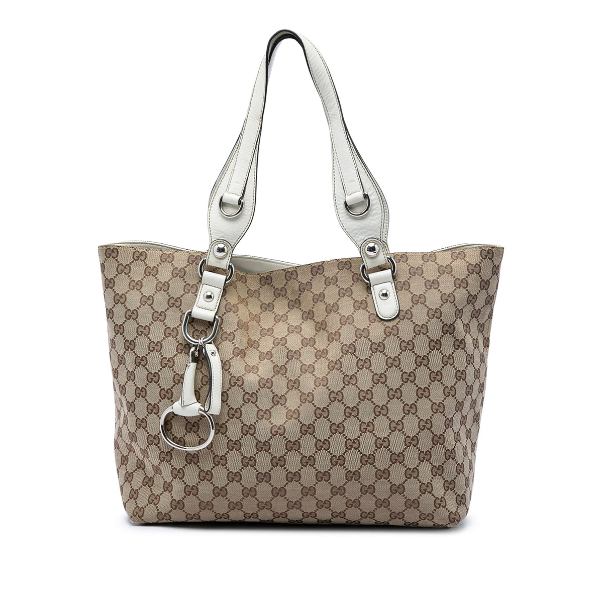 Gucci GG Canvas Icon Bit Tote — Beige