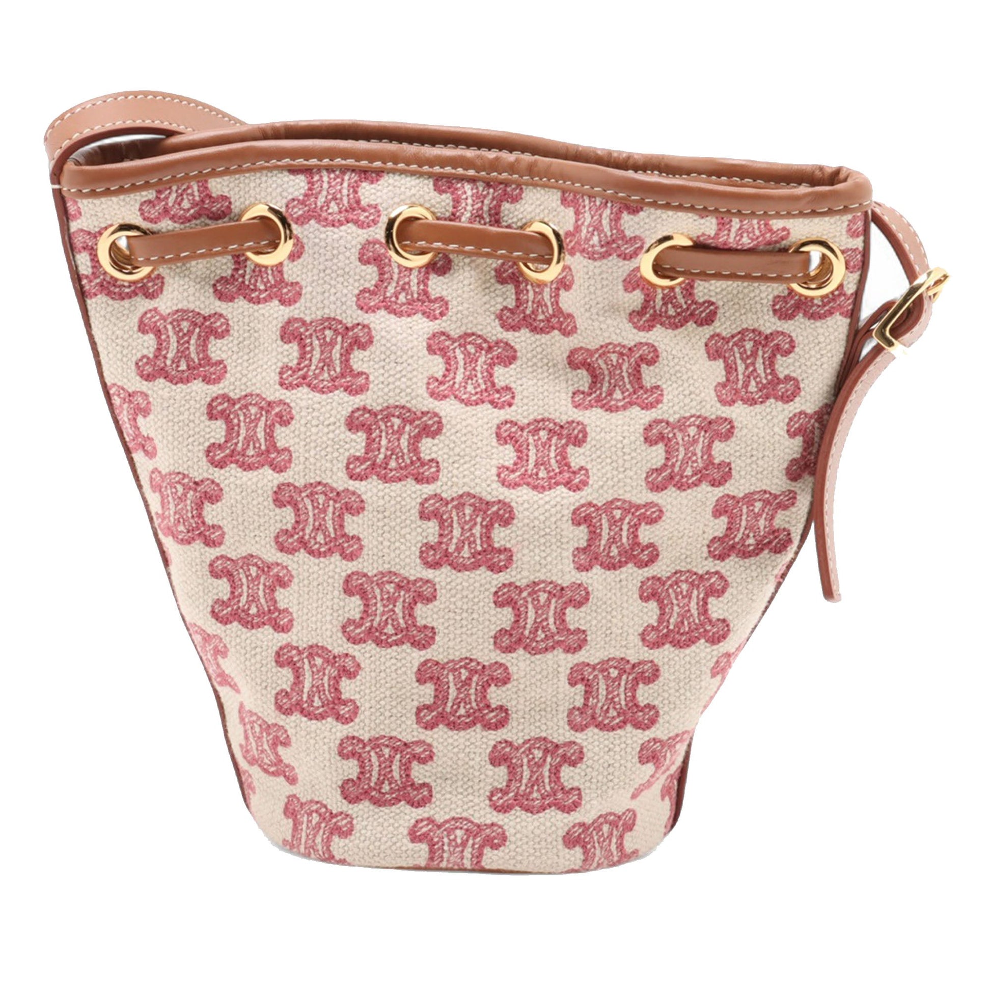 Celine Micro Triomphe Embroidered Canvas Drawstring Bucket Bag