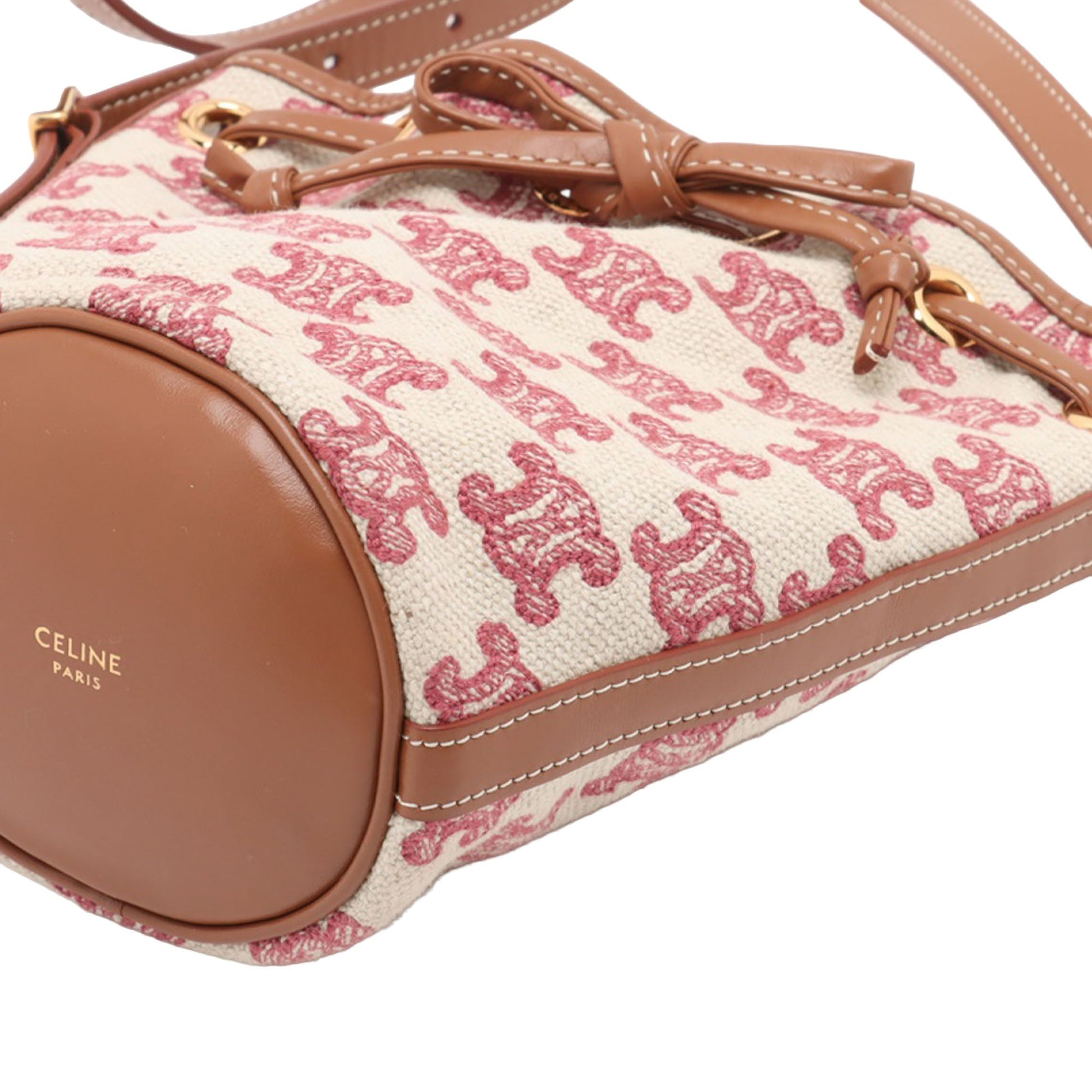 Celine Micro Triomphe Embroidered Canvas Drawstring Bucket Bag