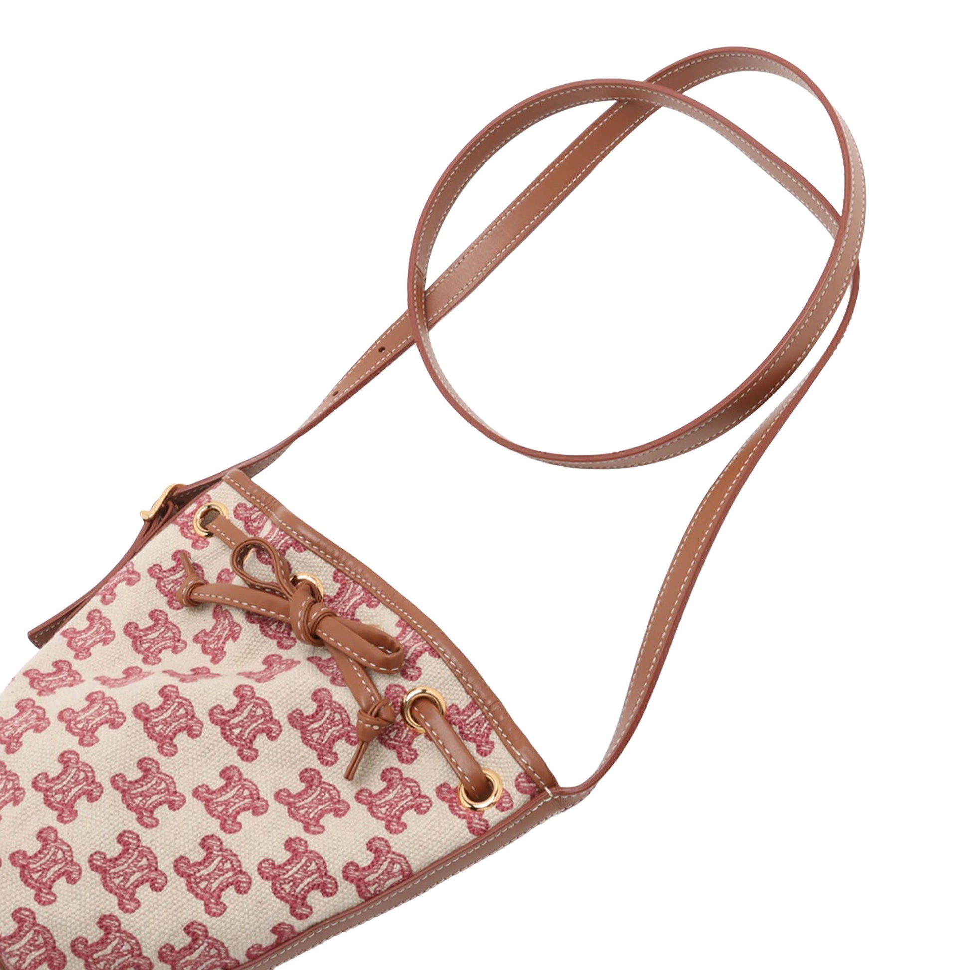 Celine Micro Triomphe Embroidered Canvas Drawstring Bucket Bag