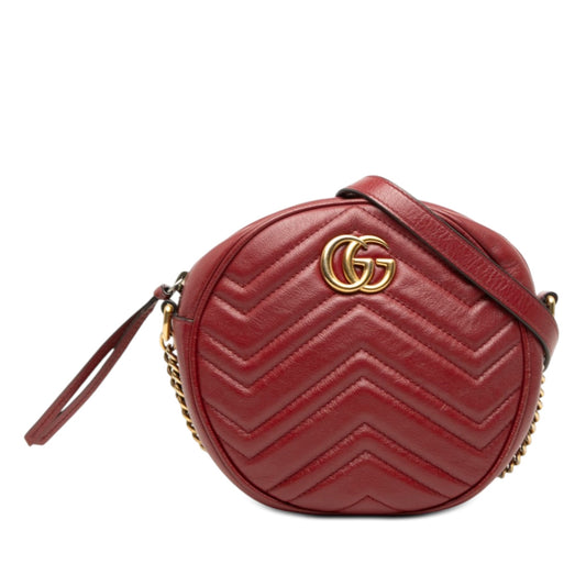 Gucci Mini GG Marmont Matelasse Leather Round Crossbody
