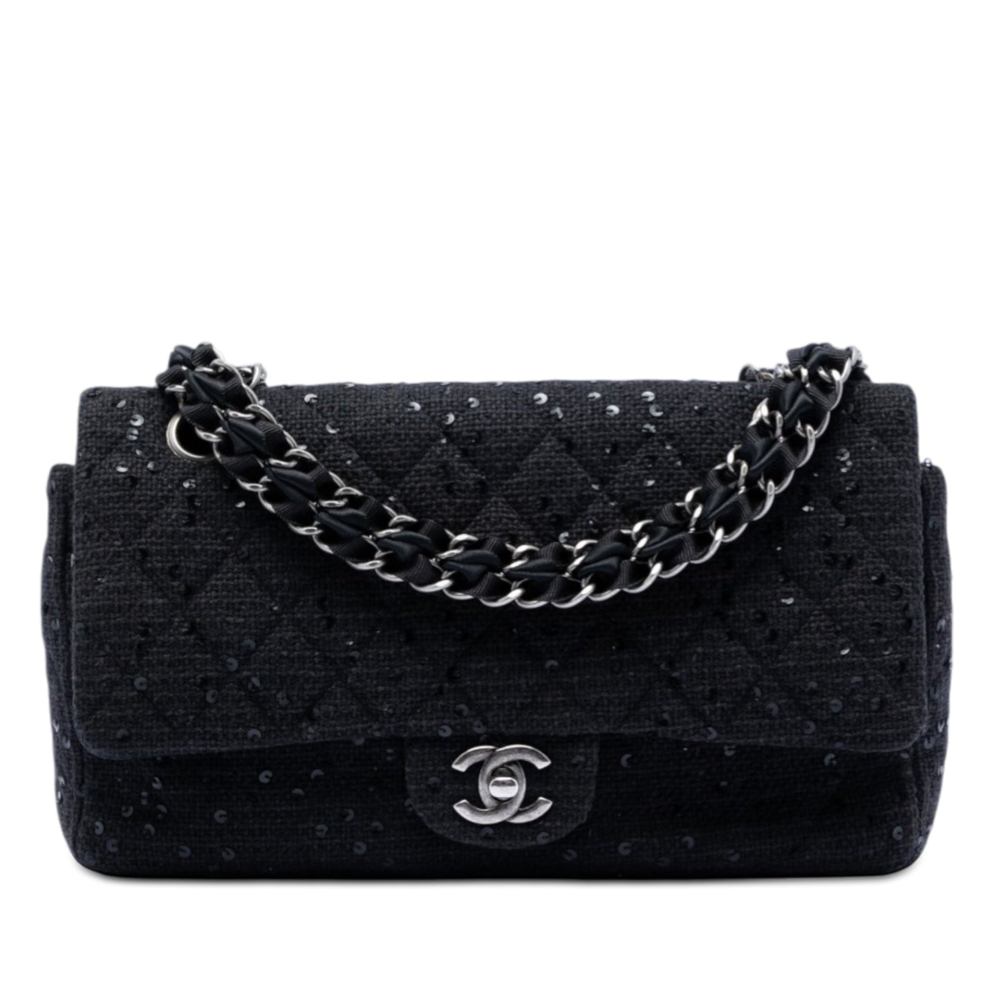Chanel Medium Classic Tweed Sequin Double Flap