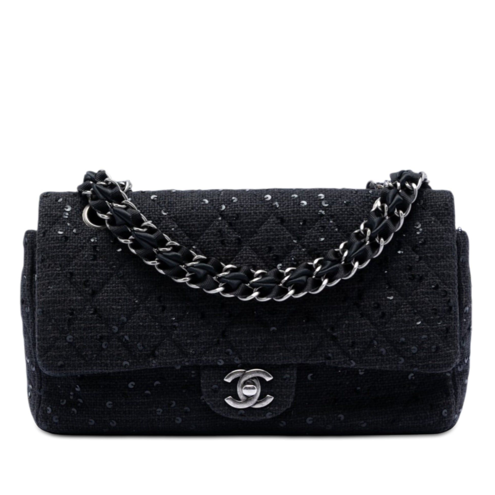 Chanel Medium Classic Tweed Sequin Double Flap
