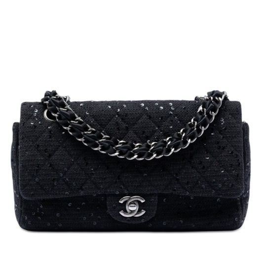 Chanel Medium Classic Tweed Sequin Double Flap