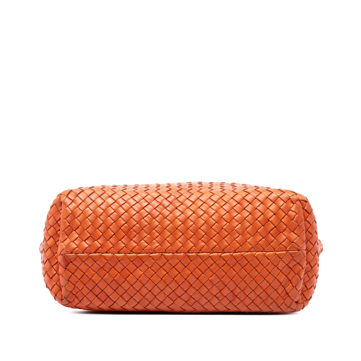 Bottega Veneta Small Lambskin Intreccio Cabat Tote — Orange