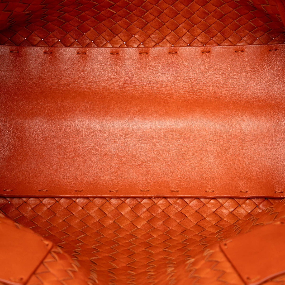 Bottega Veneta Small Lambskin Intreccio Cabat Tote — Orange