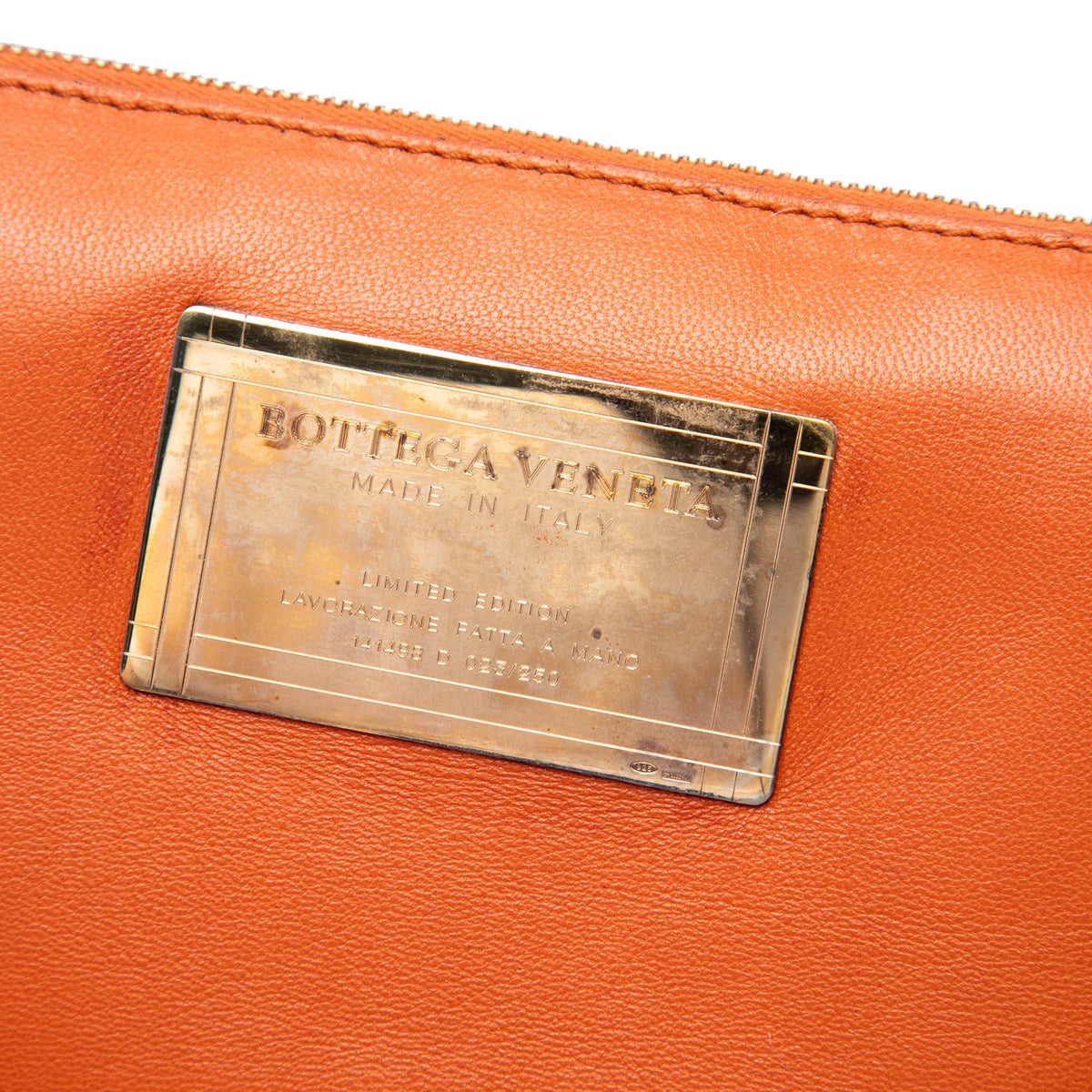 Bottega Veneta Small Lambskin Intreccio Cabat Tote — Orange