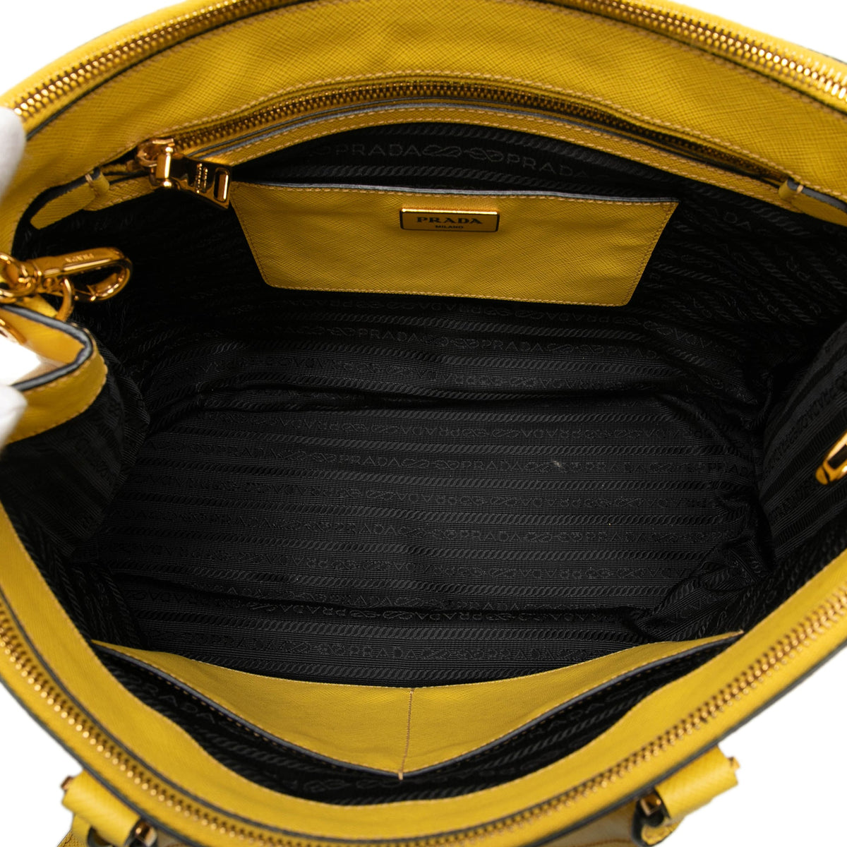 Prada Medium Saffiano Lux Galleria Double Zip Satchel — Yellow