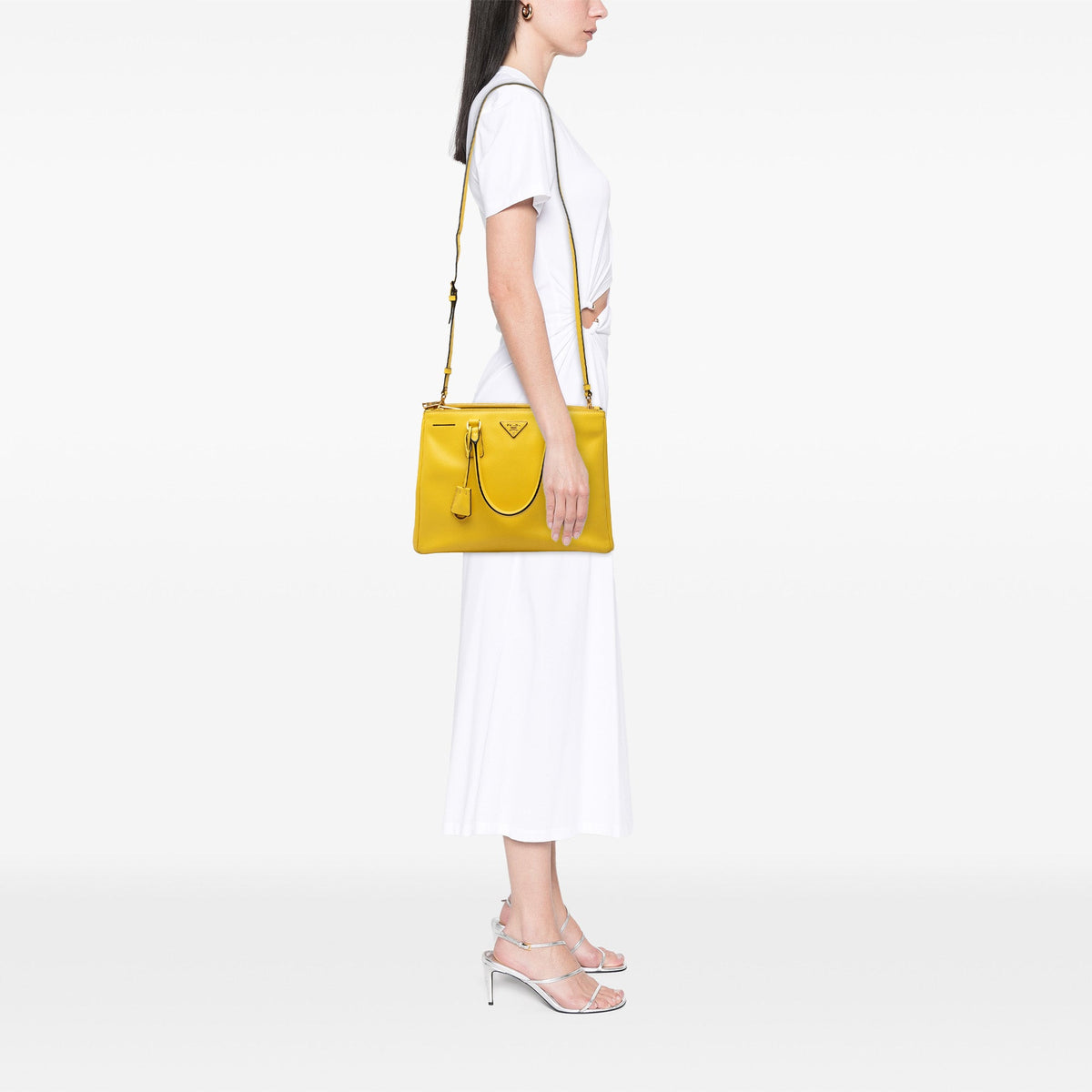 Prada Medium Saffiano Lux Galleria Double Zip Satchel — Yellow