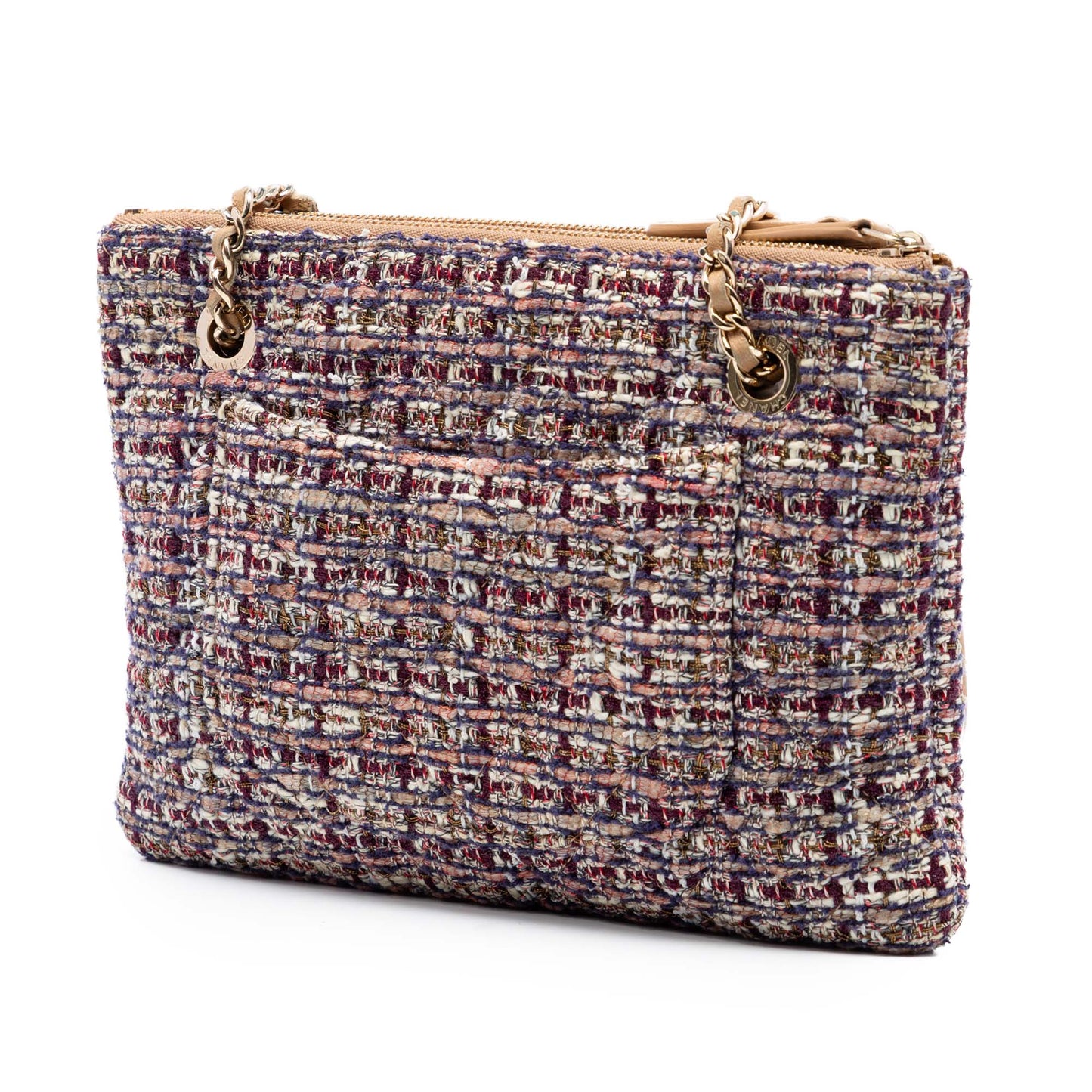 Chanel Quilted Lambskin and Tweed Double Case with Chain