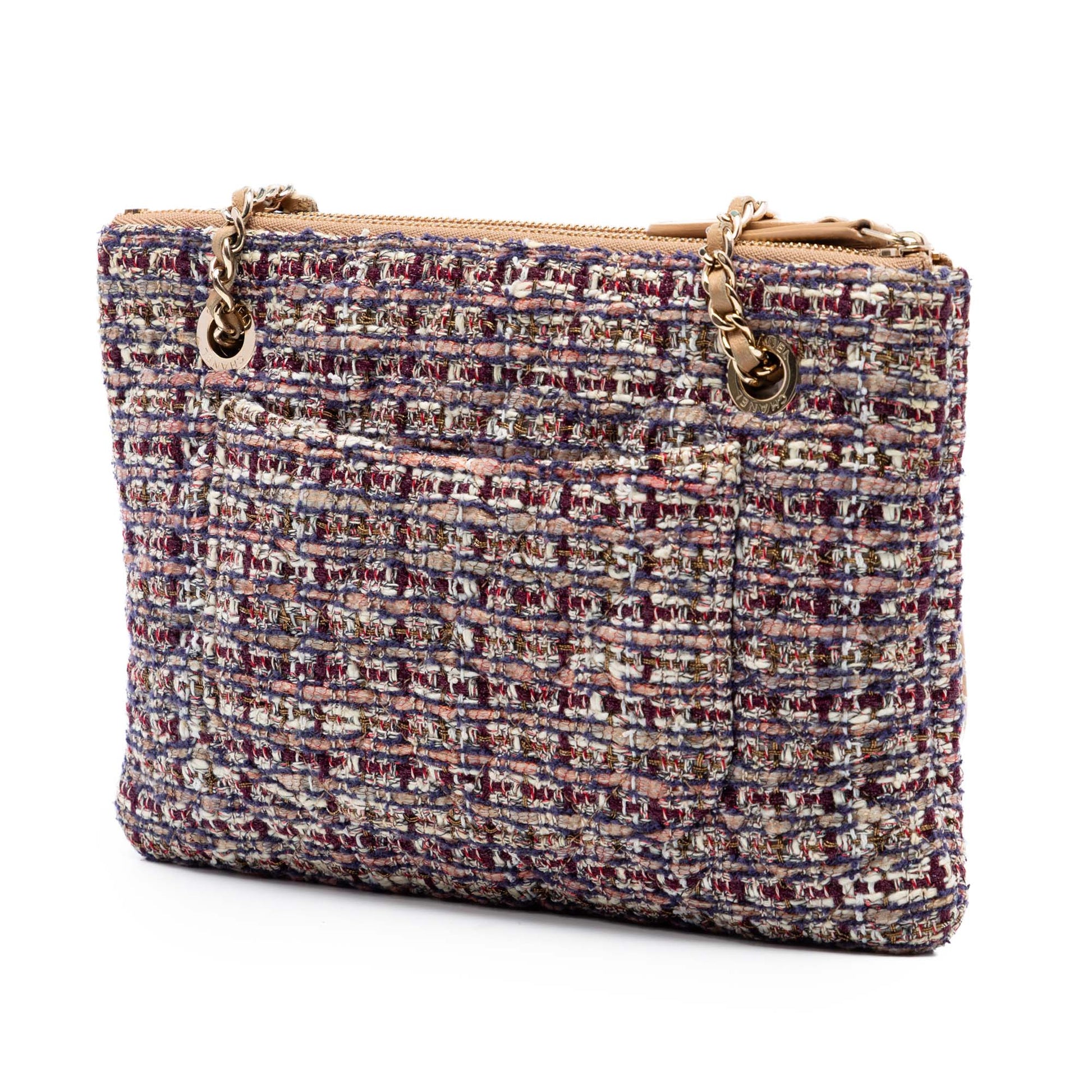 Chanel Quilted Lambskin and Tweed Double Case with Chain
