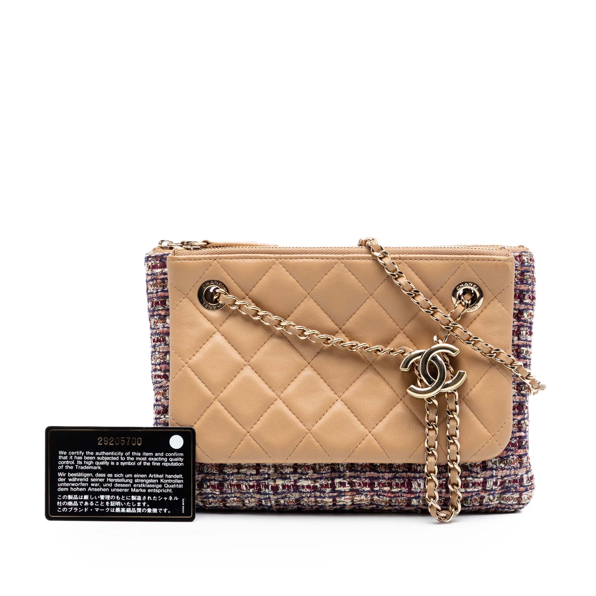 Chanel Quilted Lambskin and Tweed Double Case with Chain