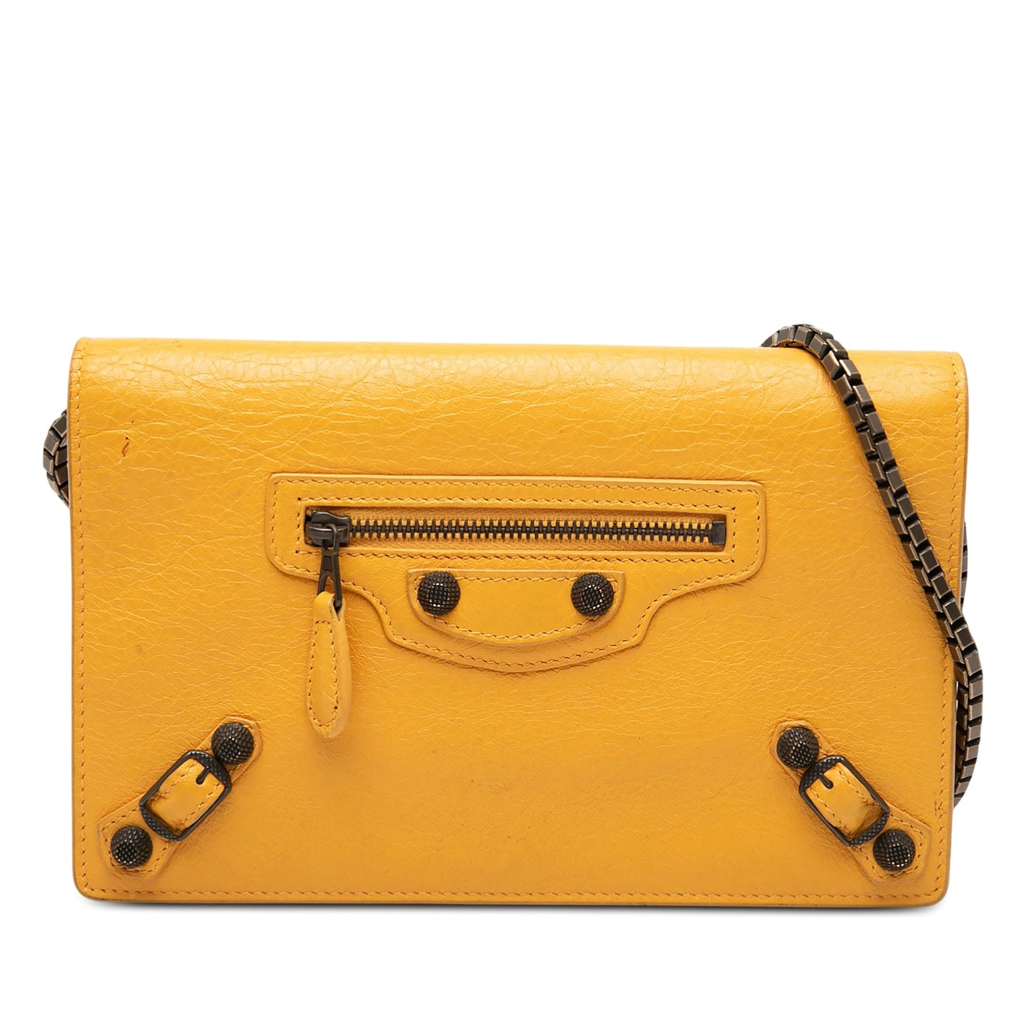 Balenciaga Lambskin Motocross Giant 12 Continental Flap Wallet on Chain