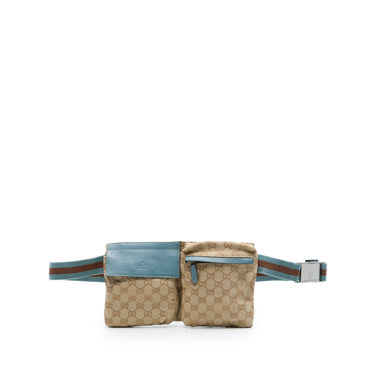 Gucci GG Canvas Web Double Pocket Belt Bag