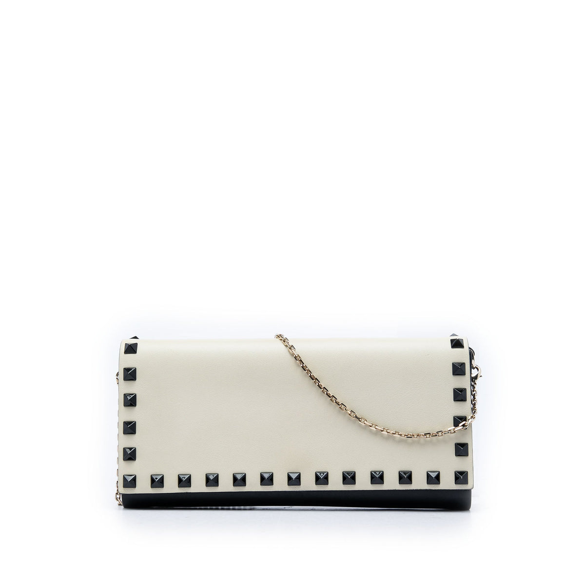 Valentino Bicolor Leather Rockstud Wallet on Chain