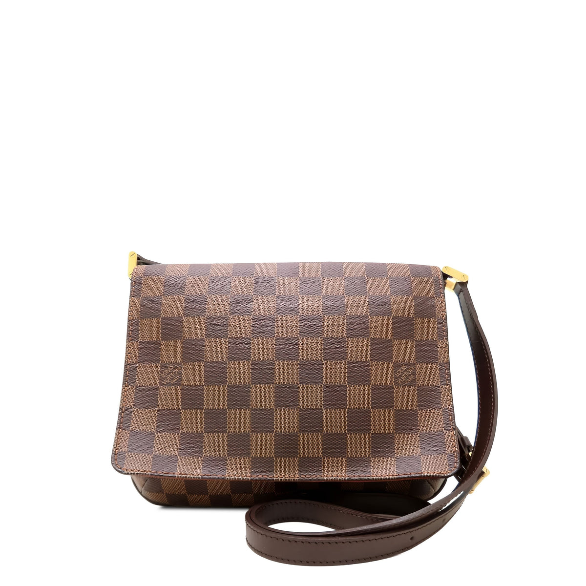 Louis Vuitton Damier Ebene Musette Tango Long Strap — Brown