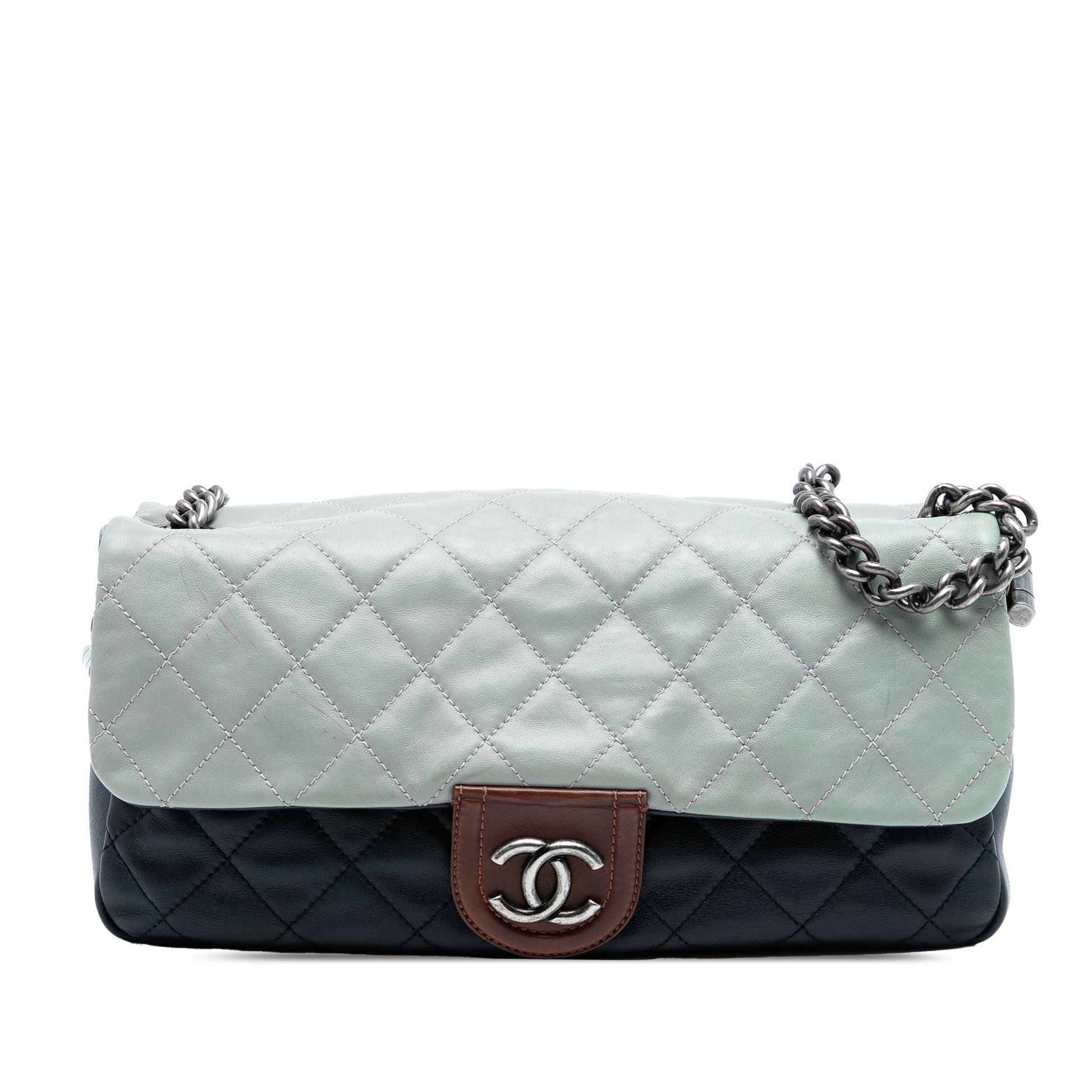 Chanel Large Tricolor Quilted Lambskin Country Chic Flap