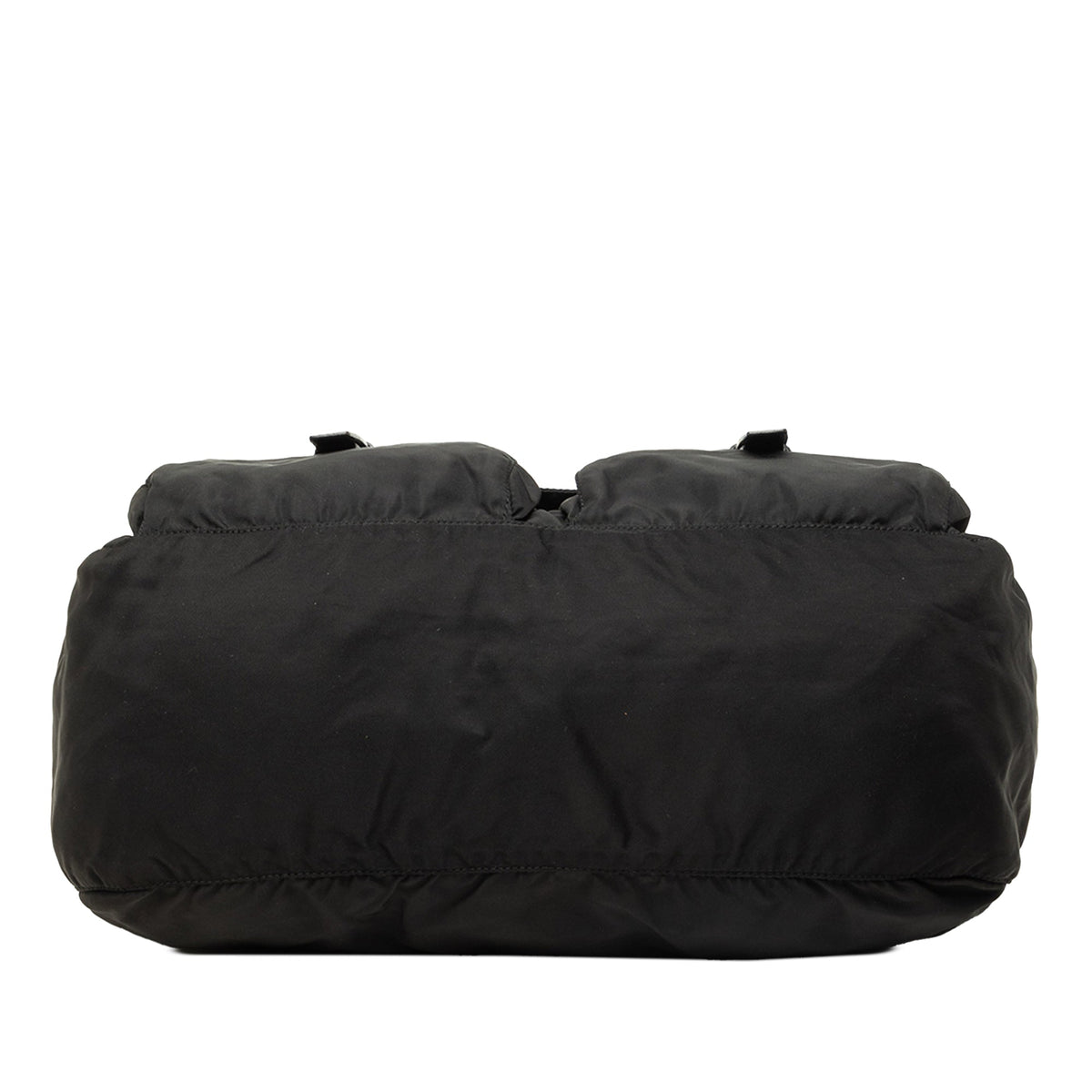 Prada Tessuto Zip Double Buckle Messenger Bag — Black