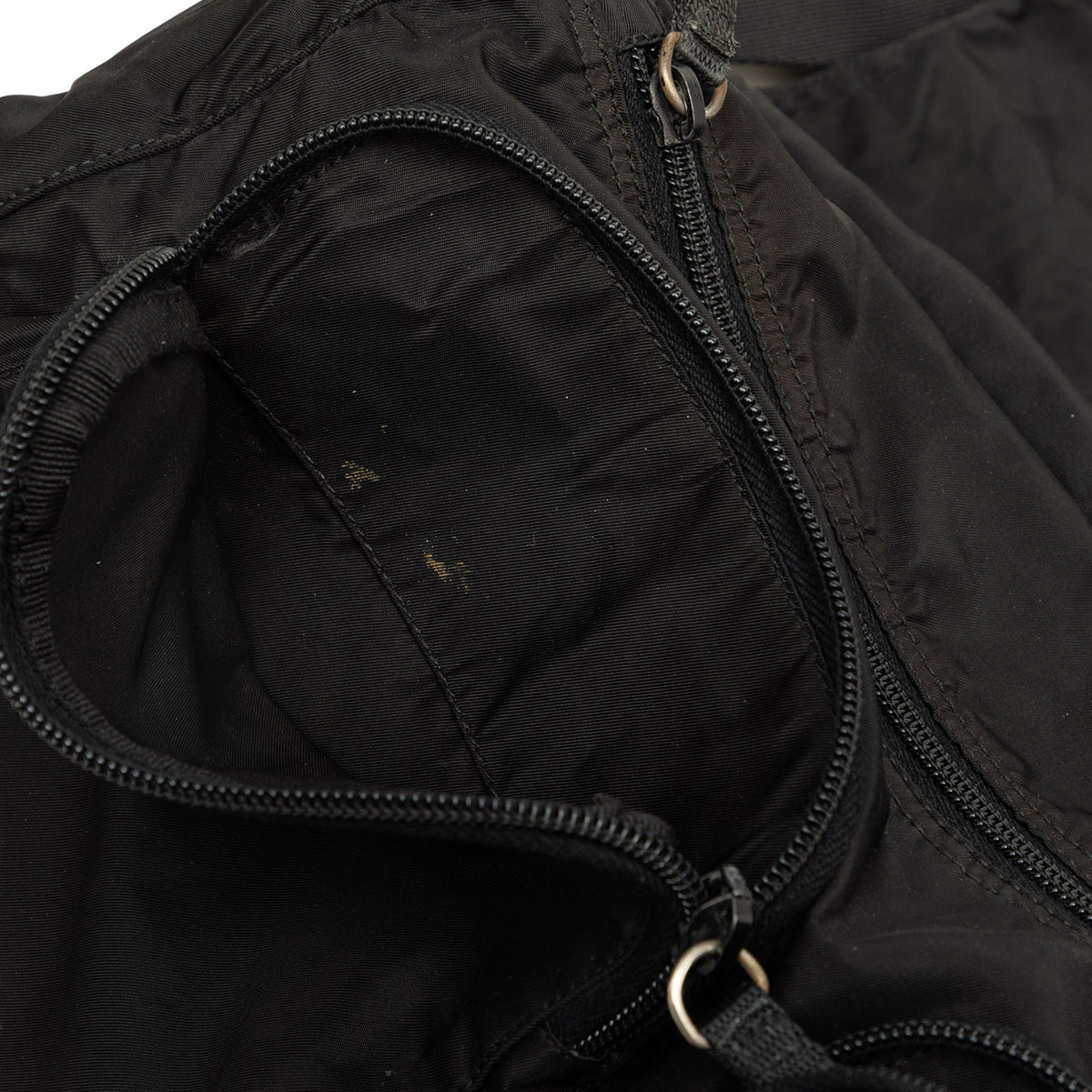 Prada Tessuto Zip Double Buckle Messenger Bag — Black