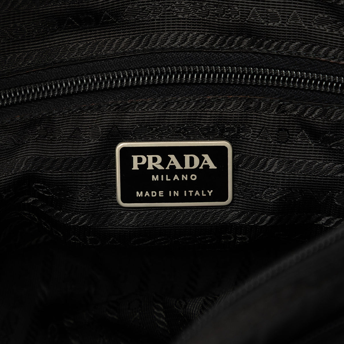 Prada Tessuto Zip Double Buckle Messenger Bag — Black