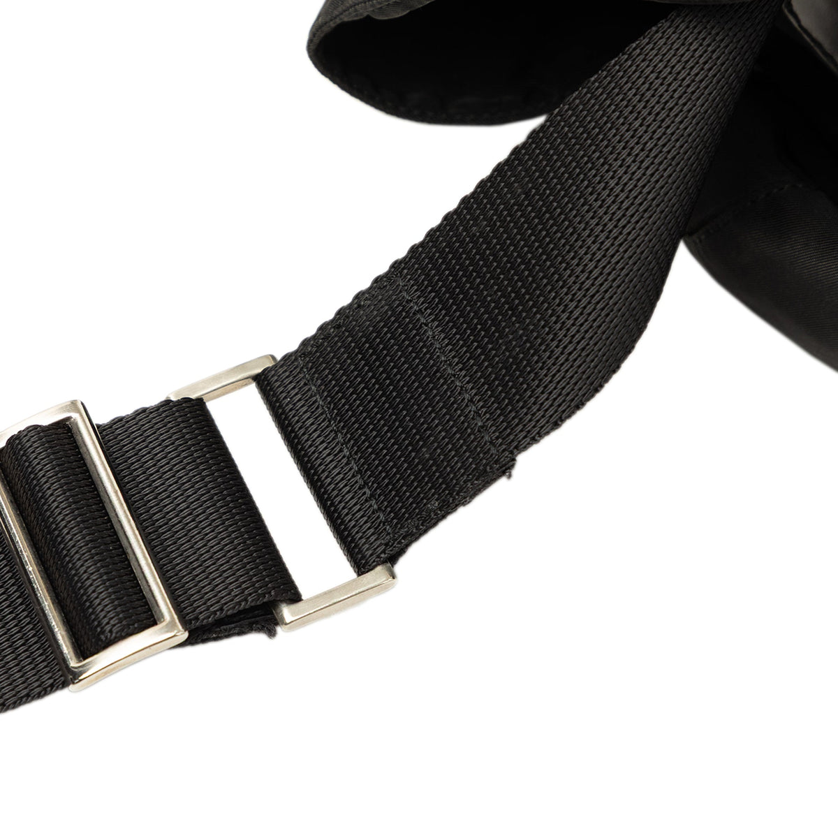 Prada Tessuto Zip Double Buckle Messenger Bag — Black