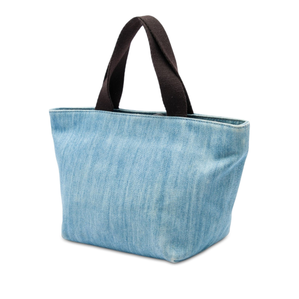 Fendi Mini Denim Embroidered Logo Tote — Blue
