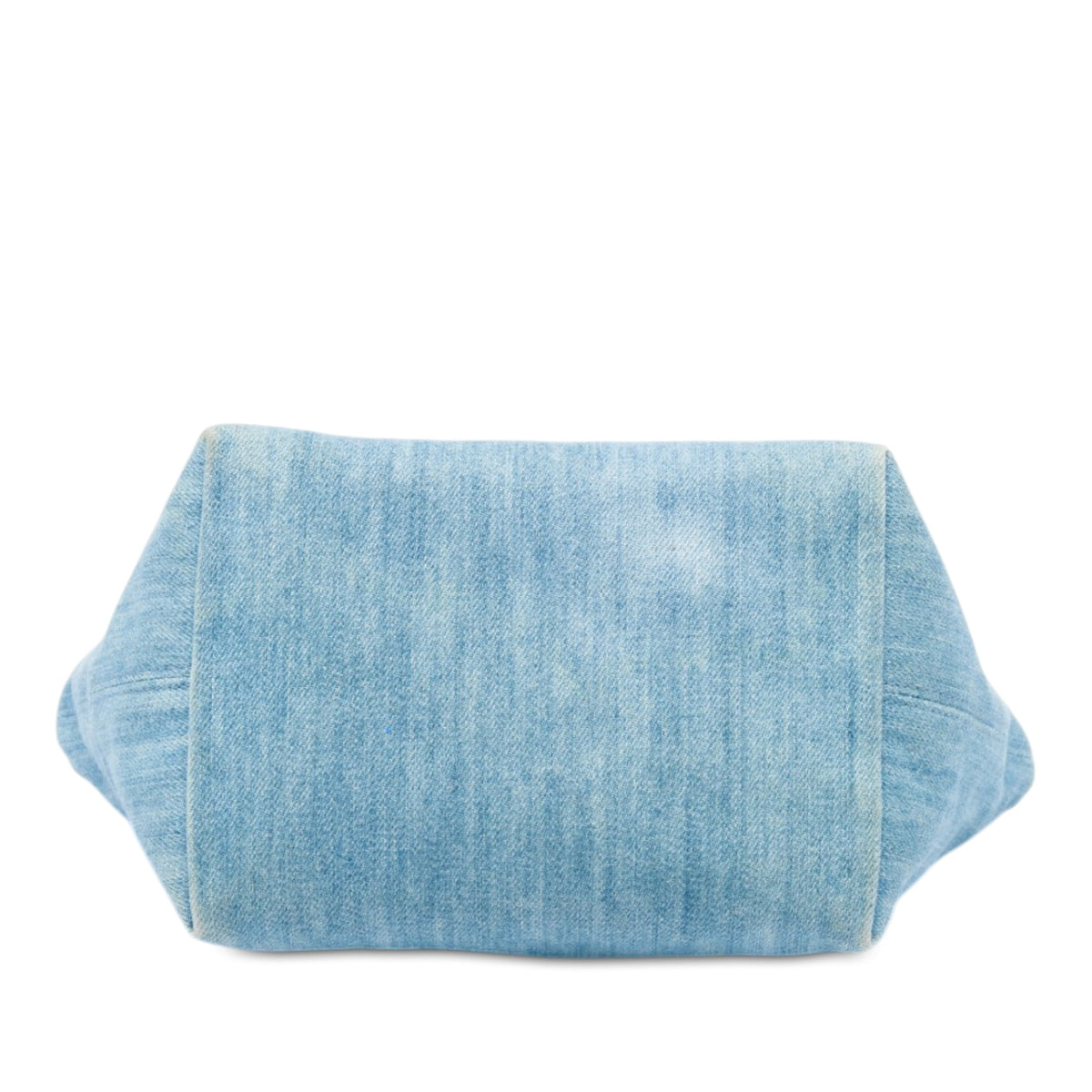 Fendi Mini Denim Embroidered Logo Tote — Blue
