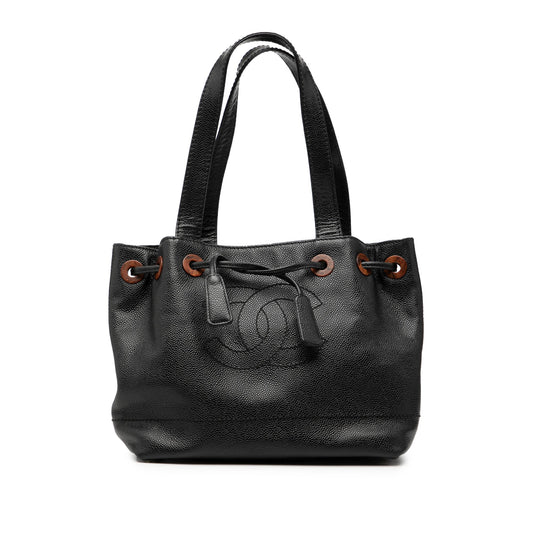 Chanel CC Caviar Drawstring Tote
