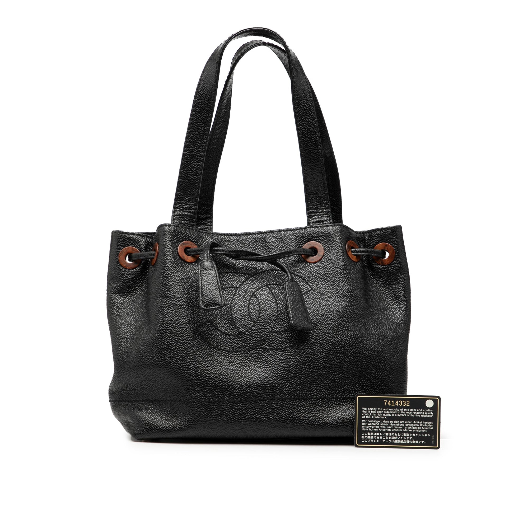 Chanel CC Caviar Drawstring Tote