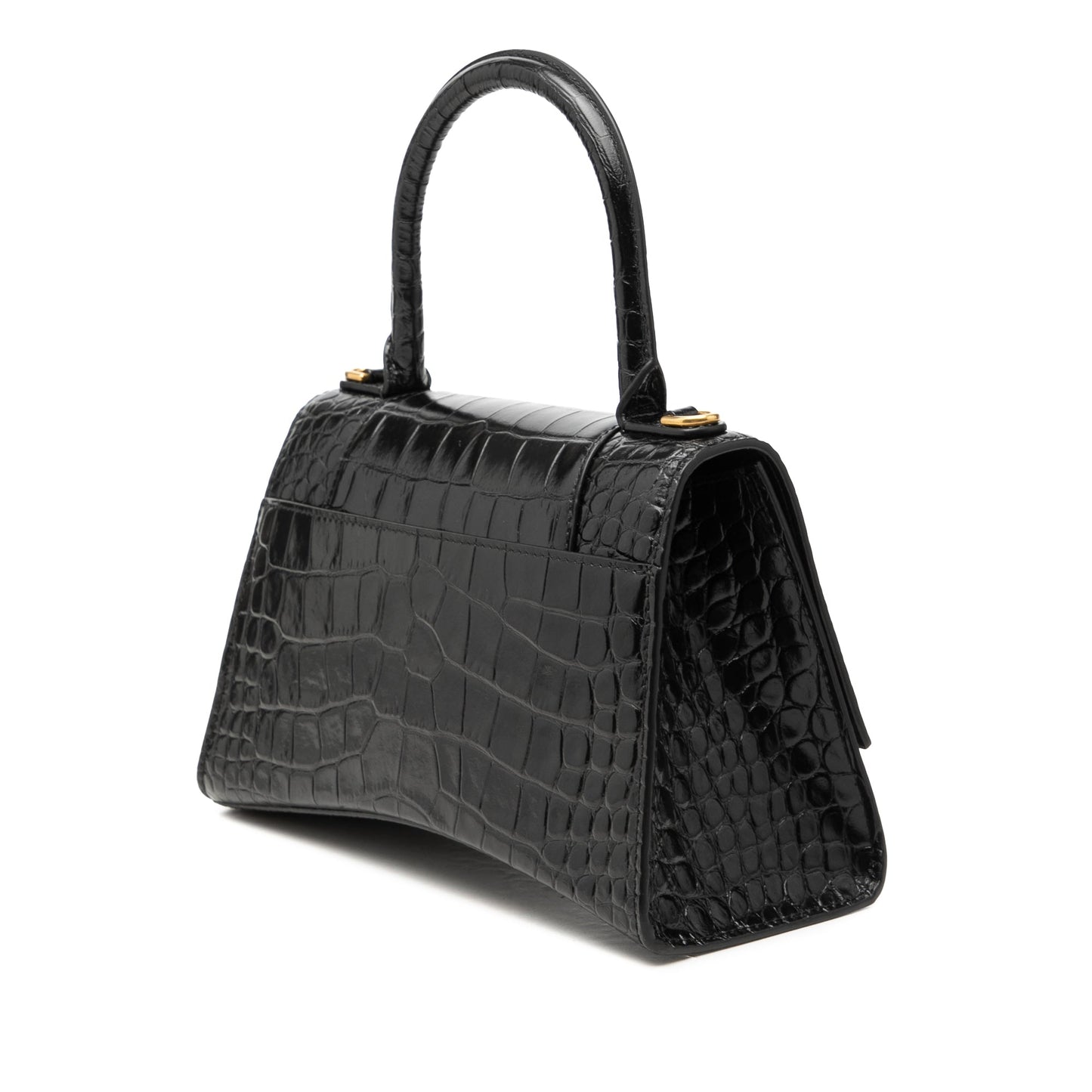 Balenciaga Small Croc Embossed Leather Hourglass Top Handle Bag