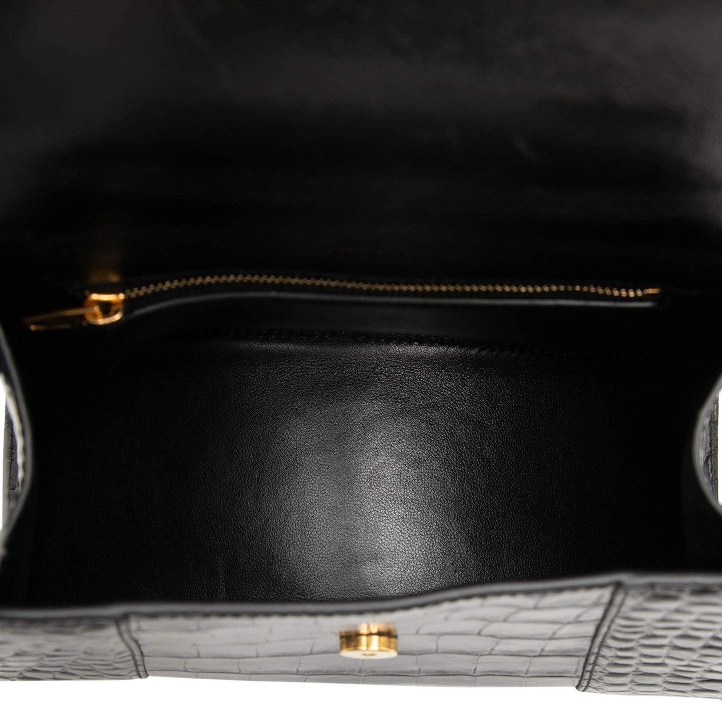 Balenciaga Small Croc Embossed Leather Hourglass Top Handle Bag
