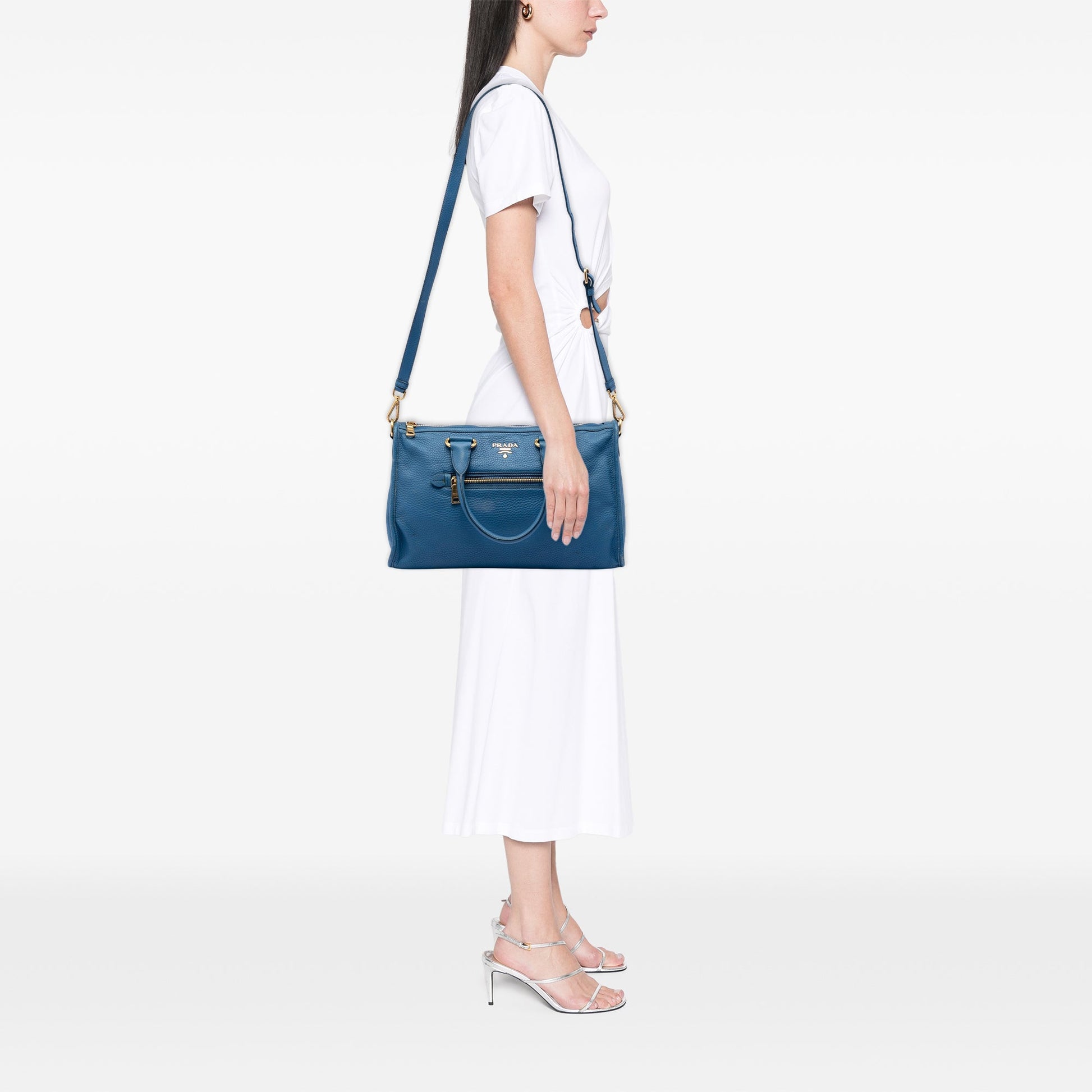 Prada Vitello Daino Zip Top Satchel