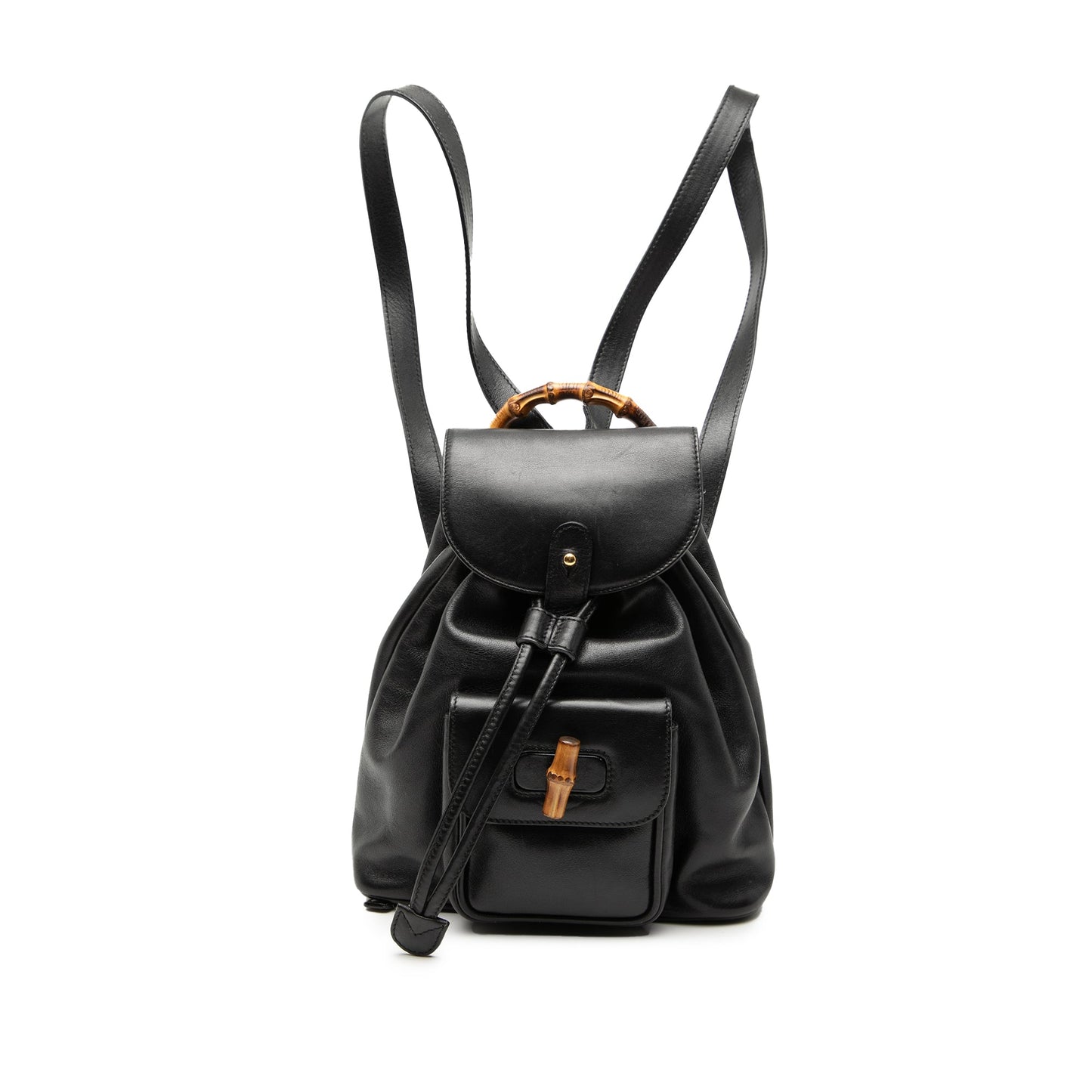 Leather Bamboo Drawstring Backpack