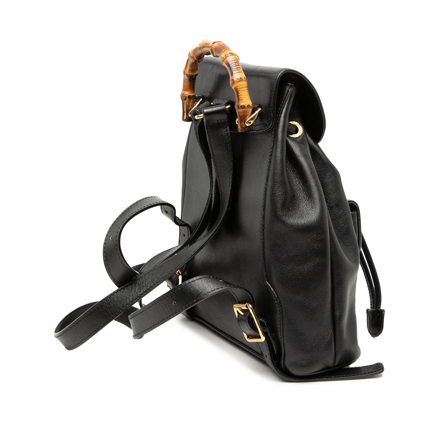 Leather Bamboo Drawstring Backpack