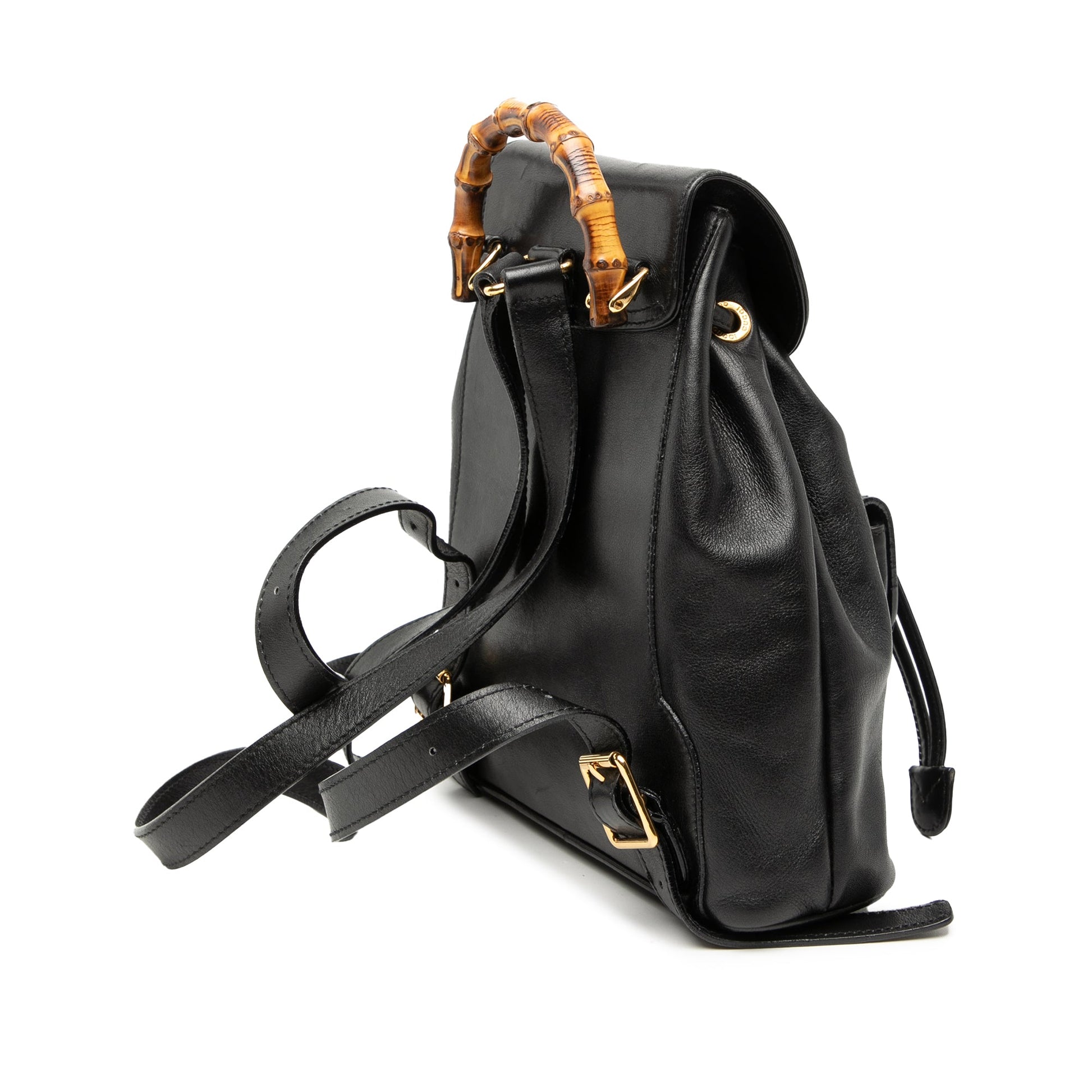 Leather Bamboo Drawstring Backpack