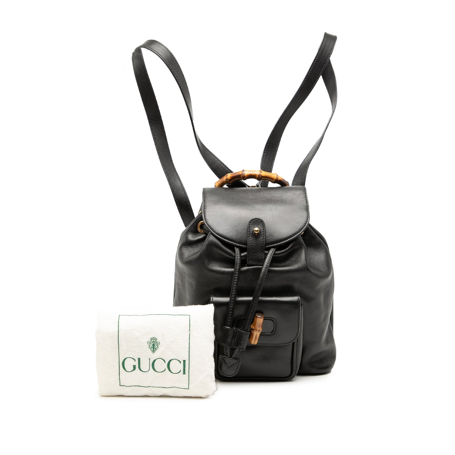 Leather Bamboo Drawstring Backpack