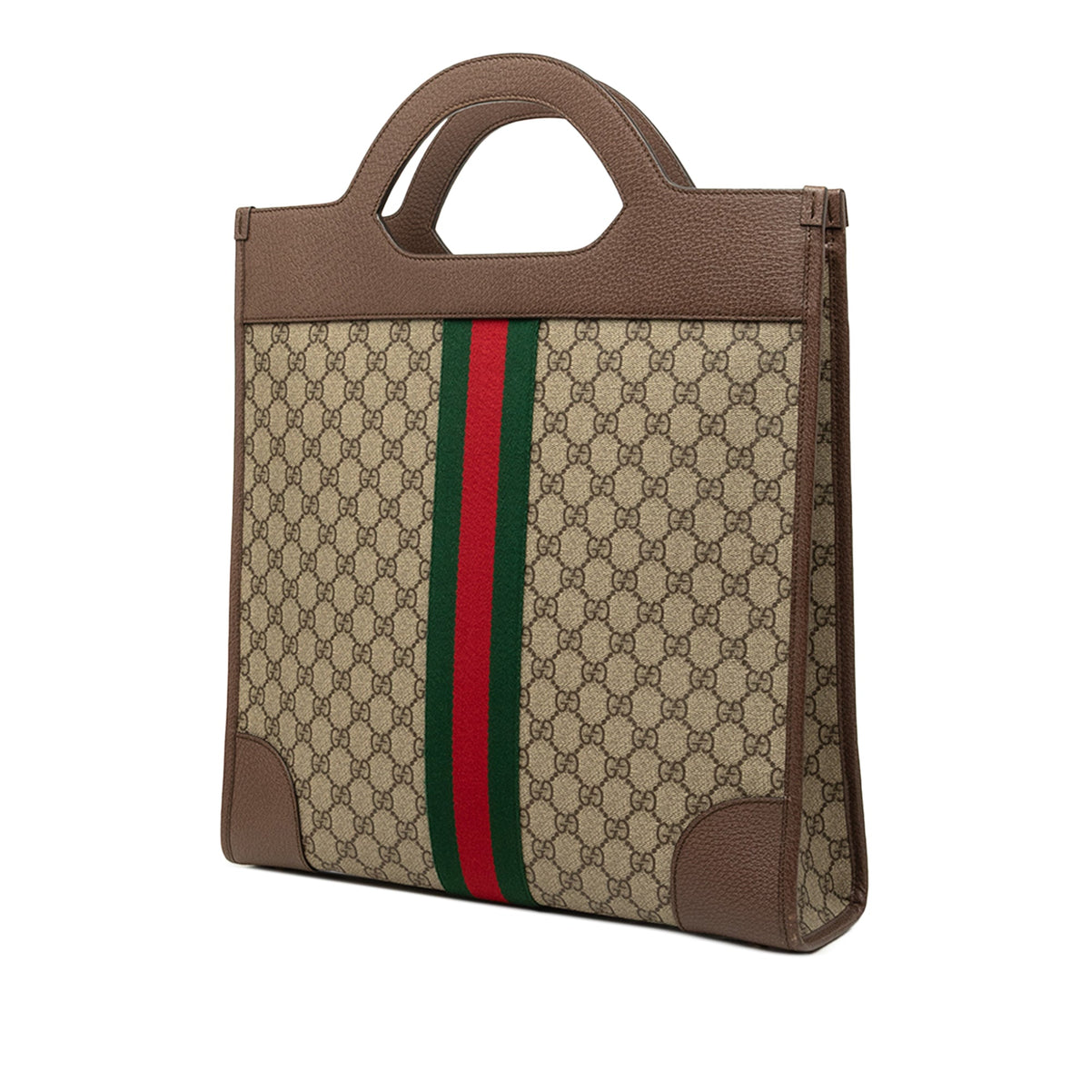 Gucci GG Supreme Web Ophidia Vertical Tote — Beige