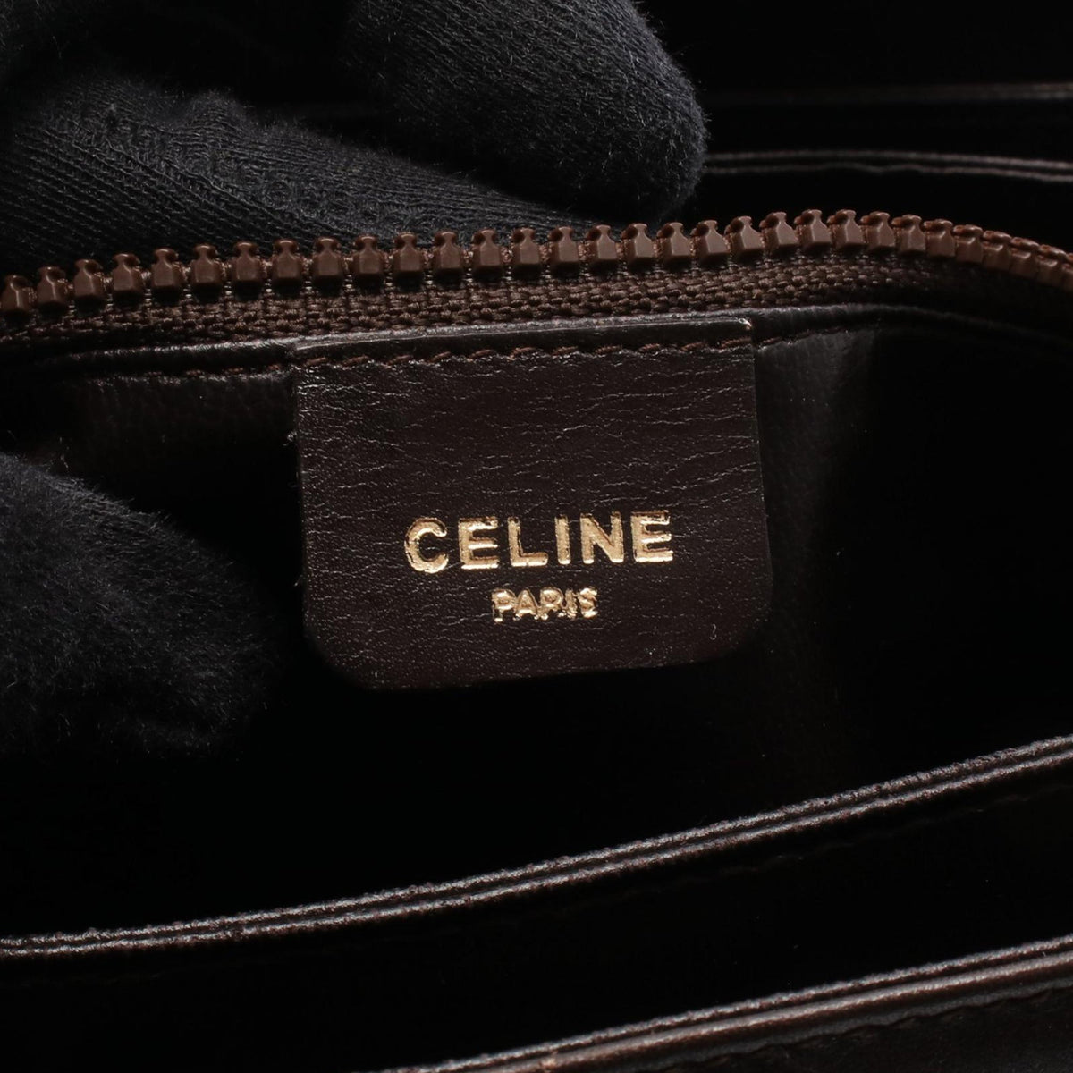 Celine Leather Handbag — Brown