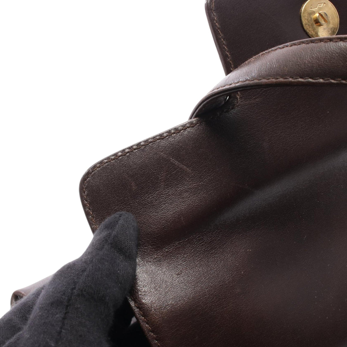 Celine Leather Handbag — Brown