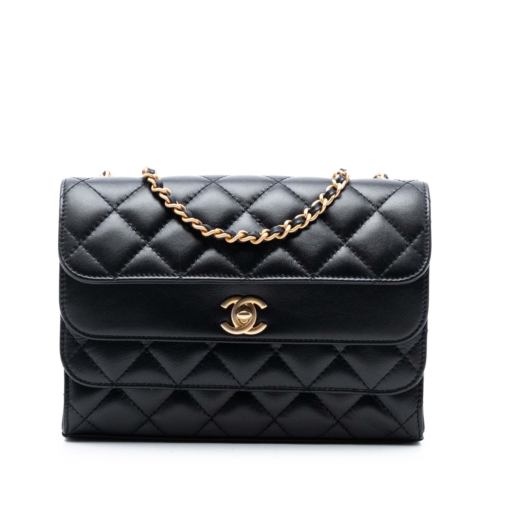 Chanel CC Quilted Calfskin Triple Flap