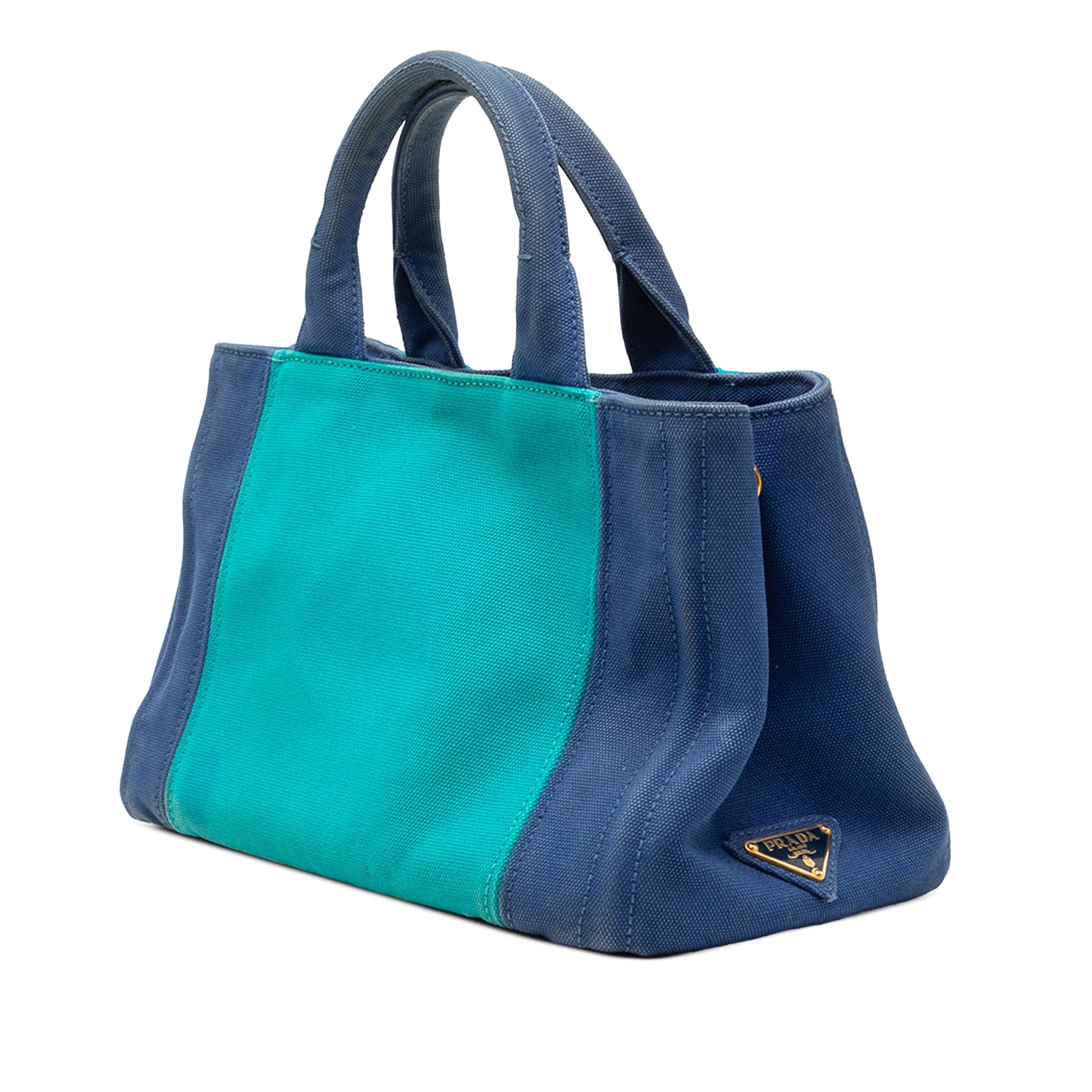 Prada Small Bicolor Canvas Canapa Logo Satchel