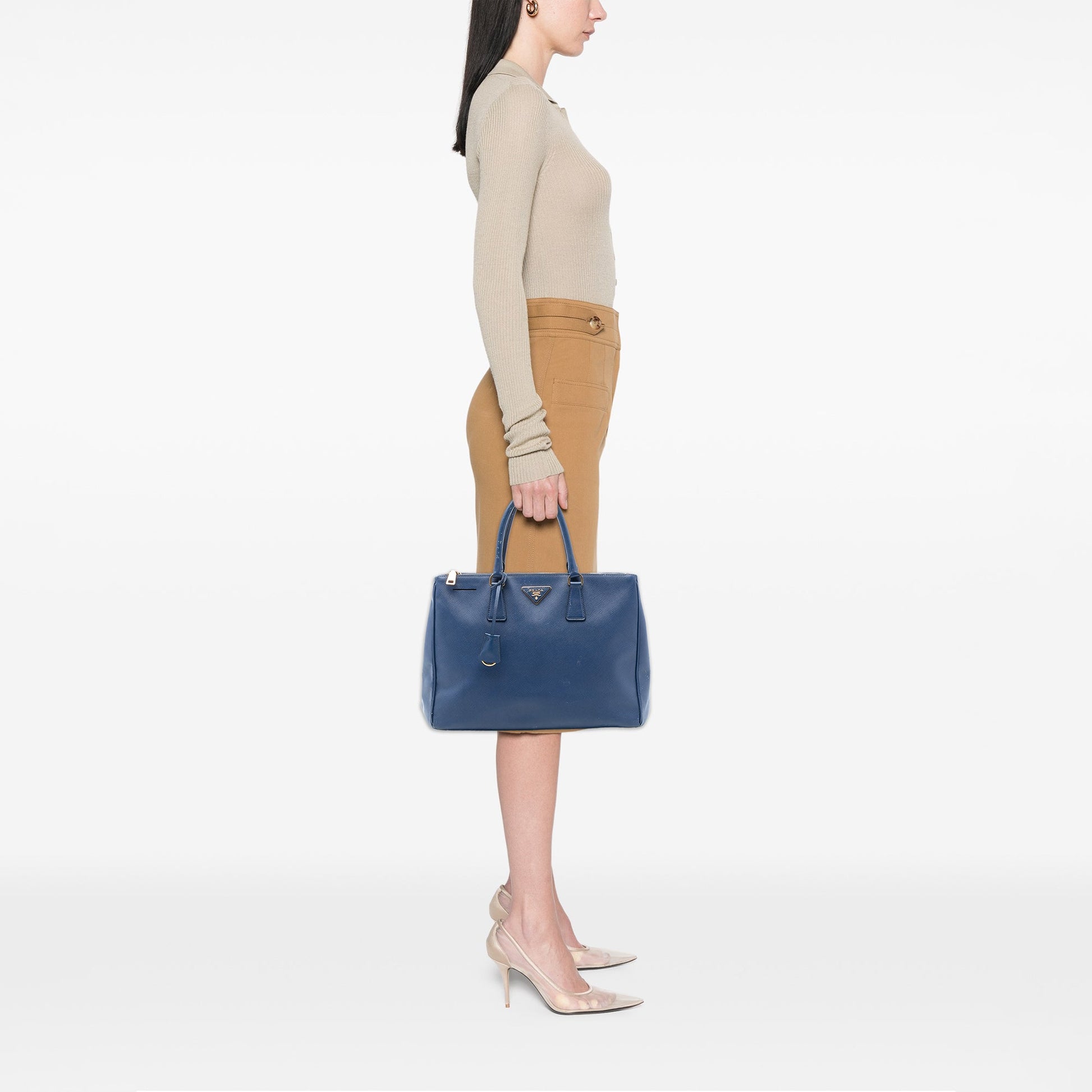 Prada Large Saffiano Lux Galleria Double Zip Tote