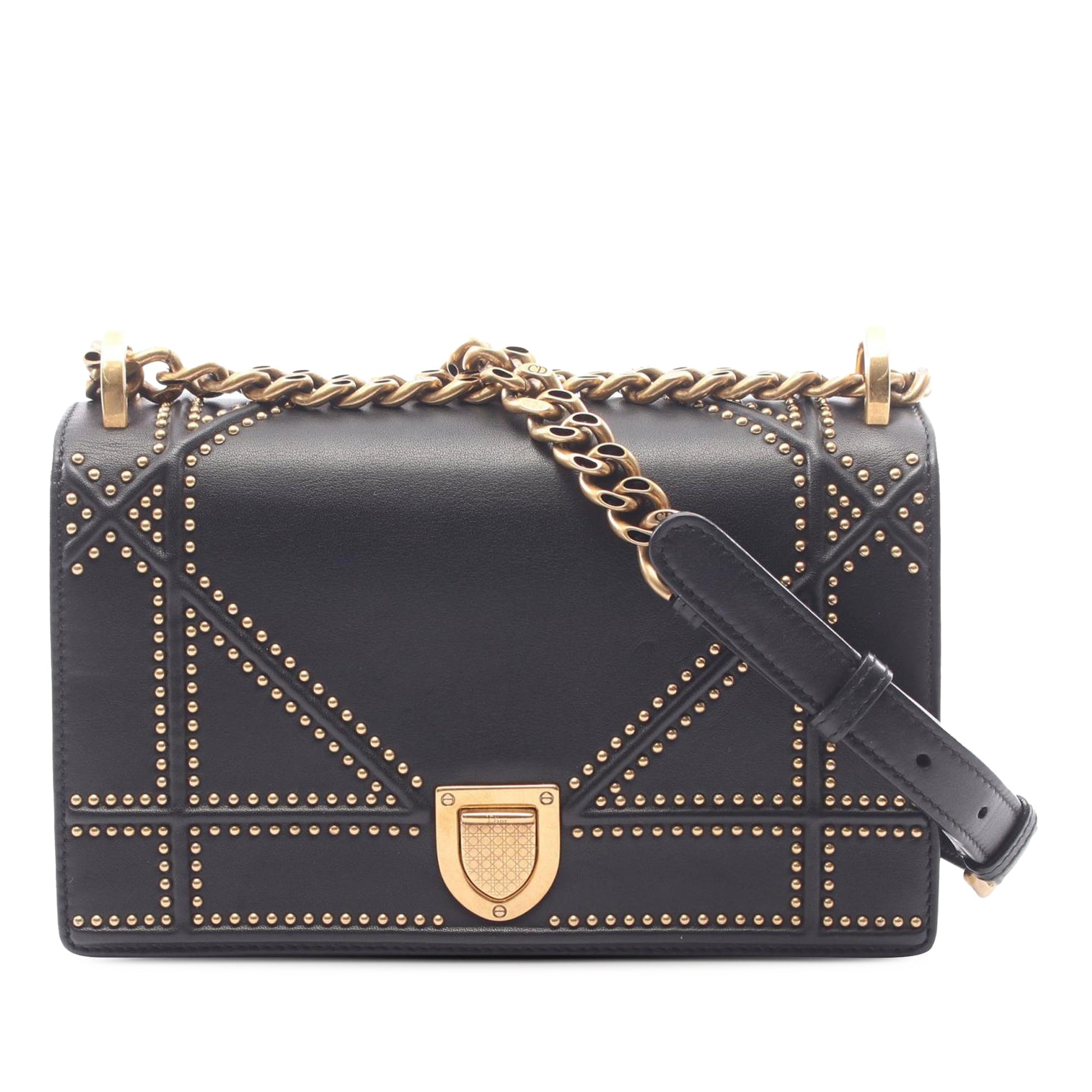 Dior Small Lambskin Studded Diorama Flap