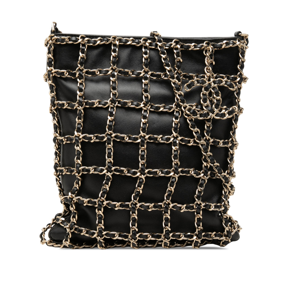 Chanel Lambskin Chain Frame Crossbody — Black